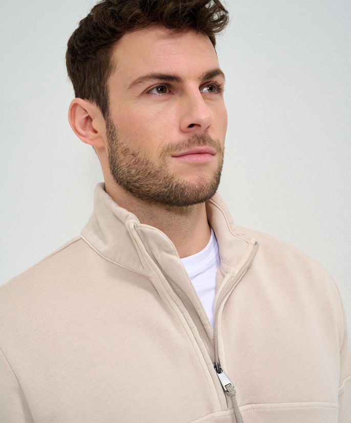 Zip-Up Sweat Jacket with Sporty Styling