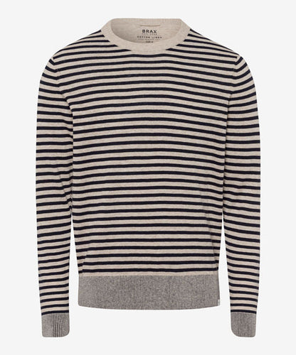 Round-Neck Pullover with Modern Striped Look