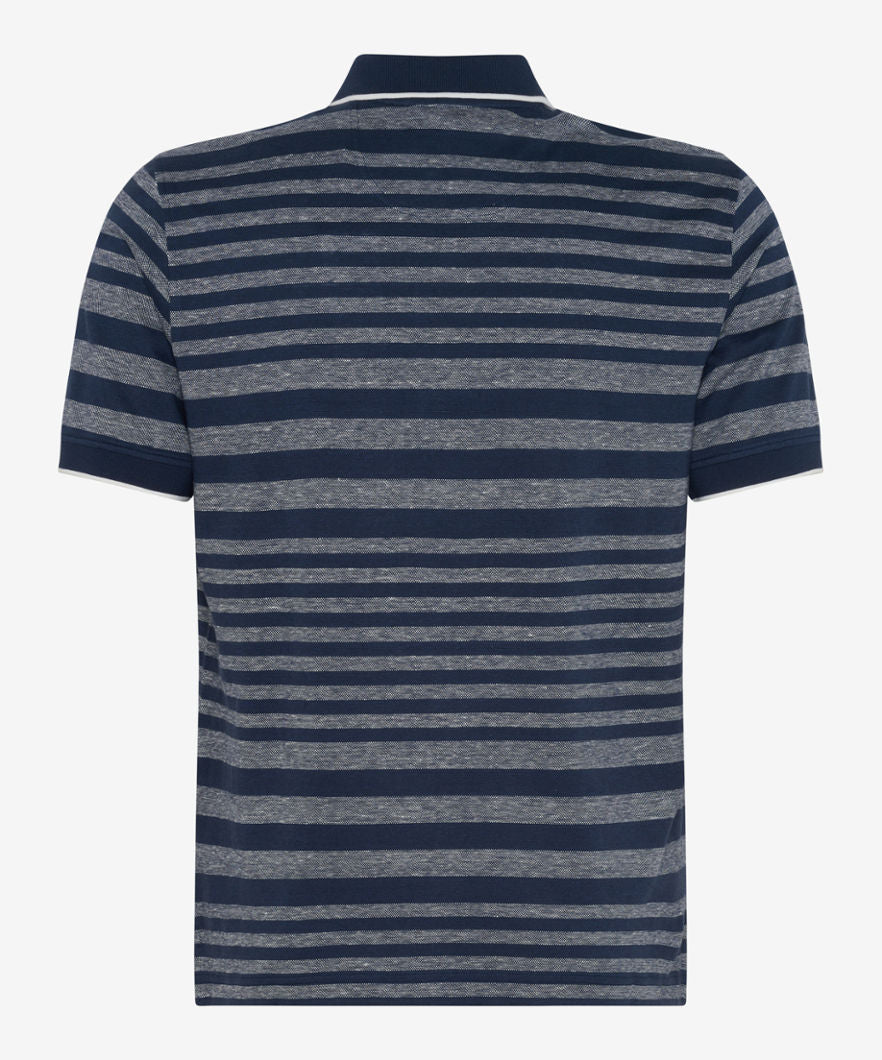 Striped Polo Shirt in A Cotton-Linen Mix
