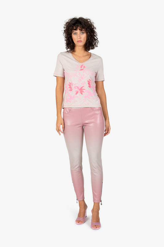 Short-sleeved Shirt with V-neck