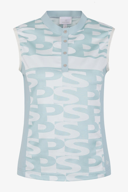 Sleeveless Shirt with Stand-up Collar