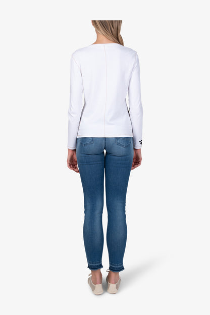 亮片裝飾豹子印花圓領T恤