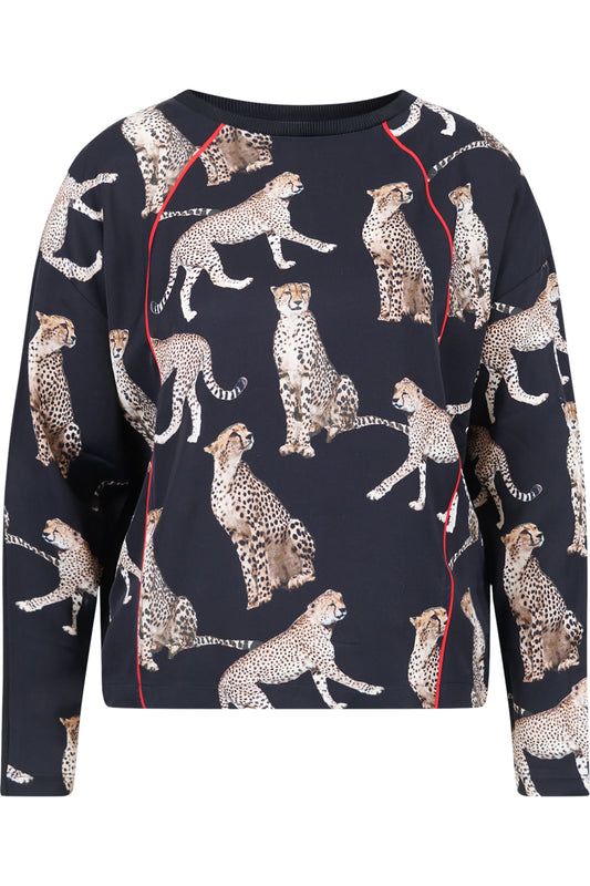 Blouse Shirt with Leo Print