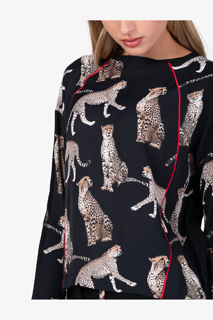 動物印花長袖上衣