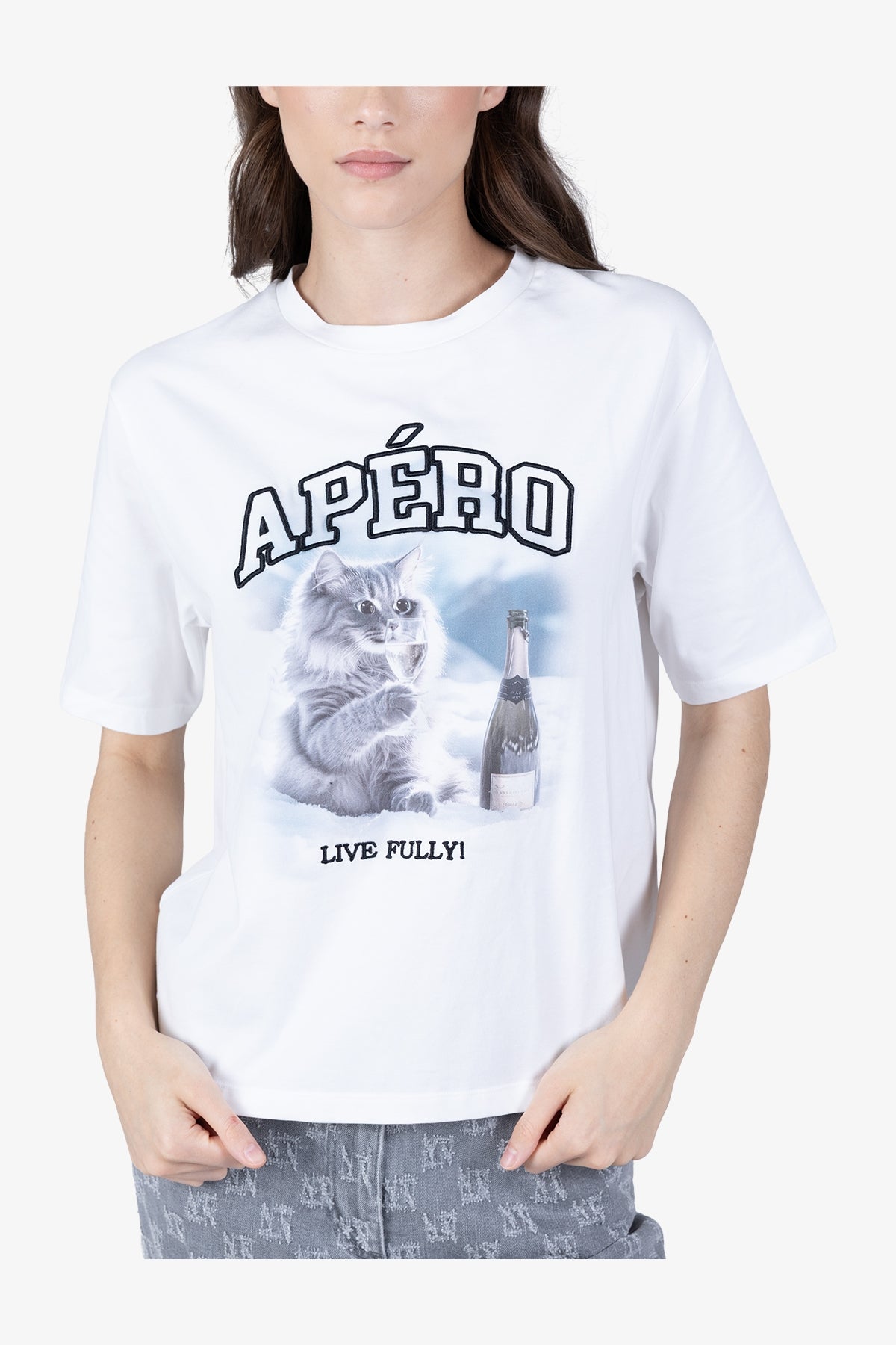 T-shirt with Print and Embroidery