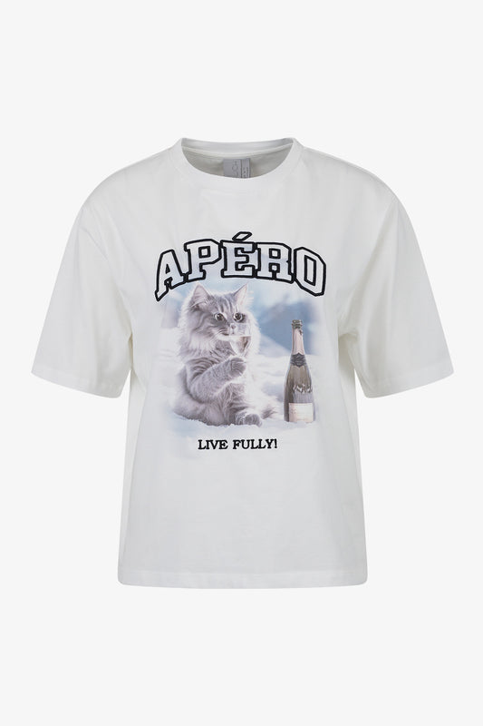 T-shirt with Print and Embroidery