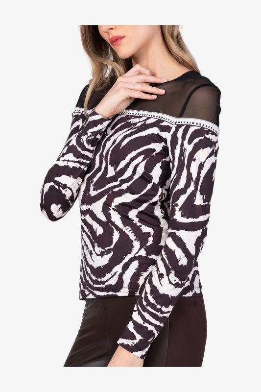 Long-sleeved Shirt with Mesh Fabric