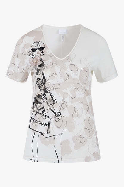 T-shirt with Print and Sequins