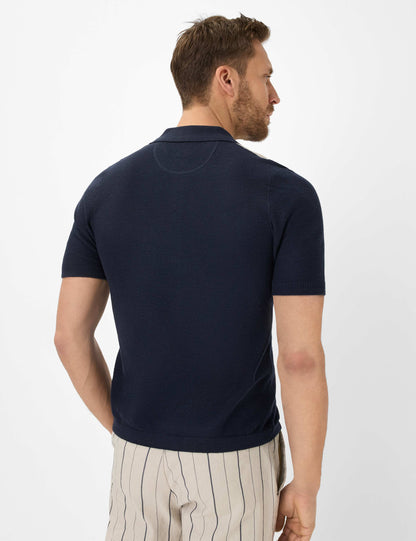Structure: Knitted Polo Shirt in Cotton-Linen Mix