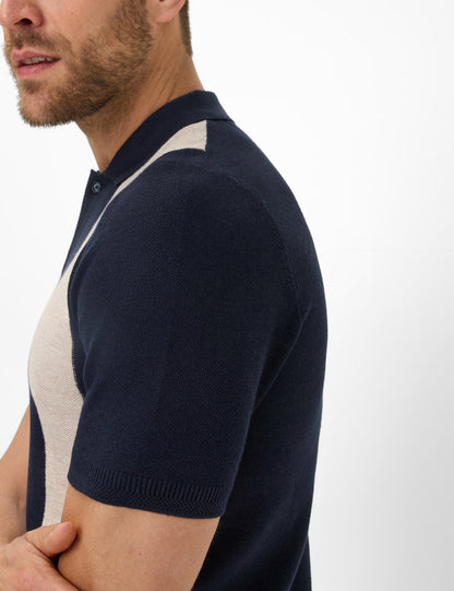 Structure: Knitted Polo Shirt in Cotton-Linen Mix