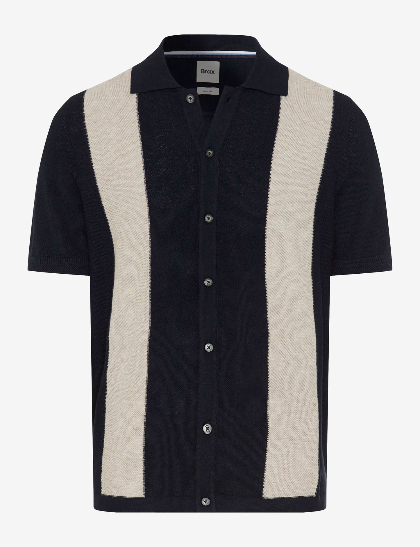 Structure: Knitted Polo Shirt in Cotton-Linen Mix