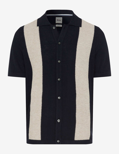 Structure: Knitted Polo Shirt in Cotton-Linen Mix