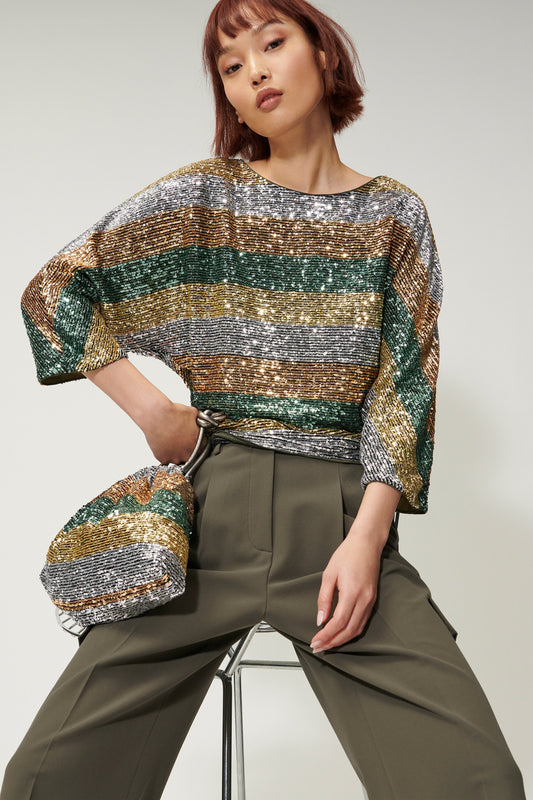 Blouse with  stripy Sequins