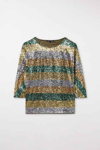 Blouse with  stripy Sequins