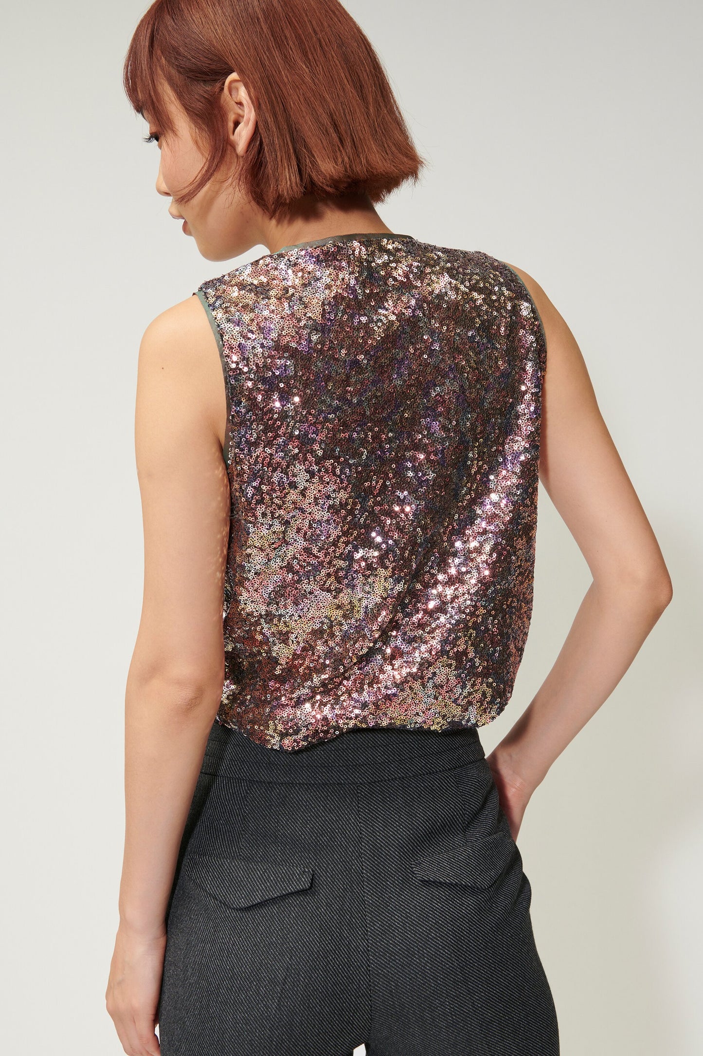 Top with Sequins  and Crew Neck