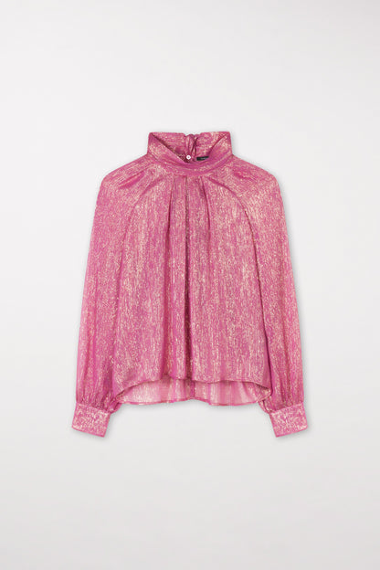 Flared Blouse with Lamé Effect