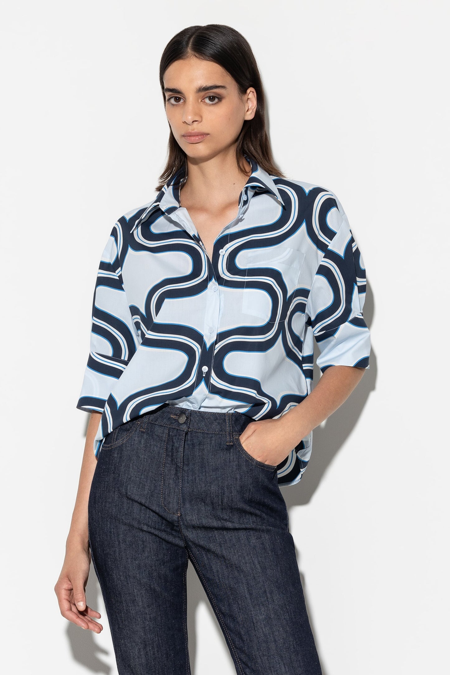 Blouse with Wave Print