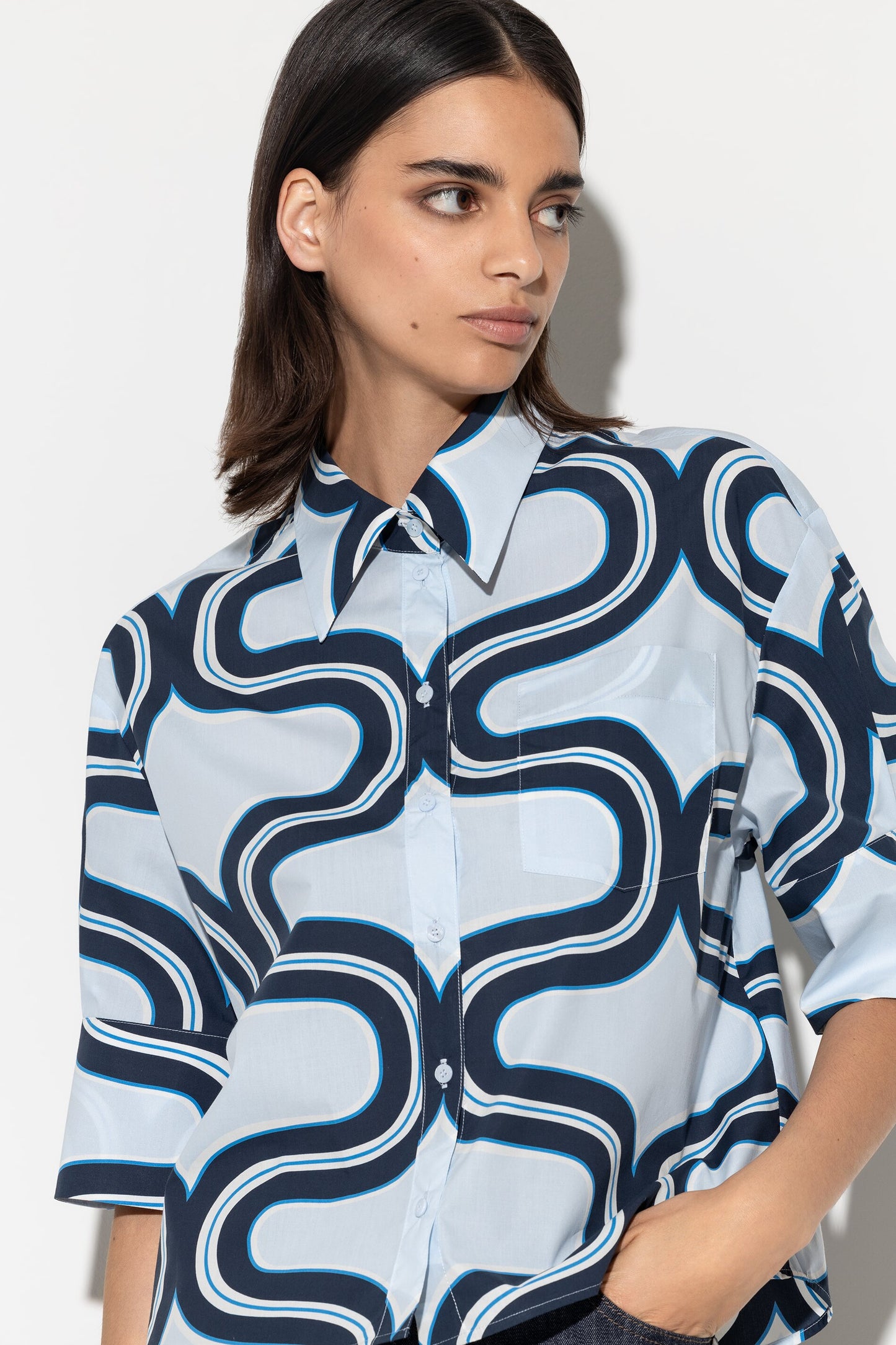 Blouse with Wave Print