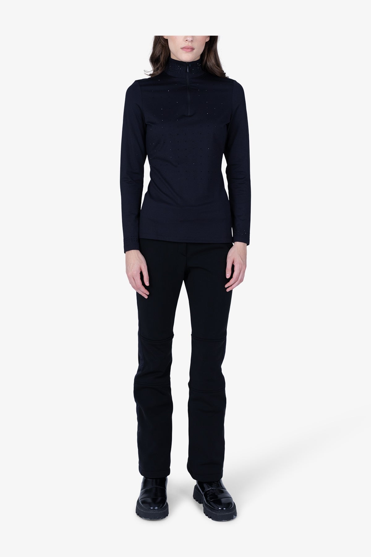 亮珠裝飾高領長袖T恤