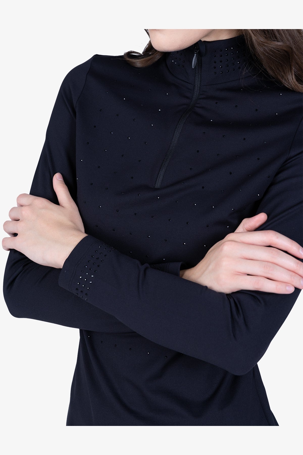 亮珠裝飾高領長袖T恤