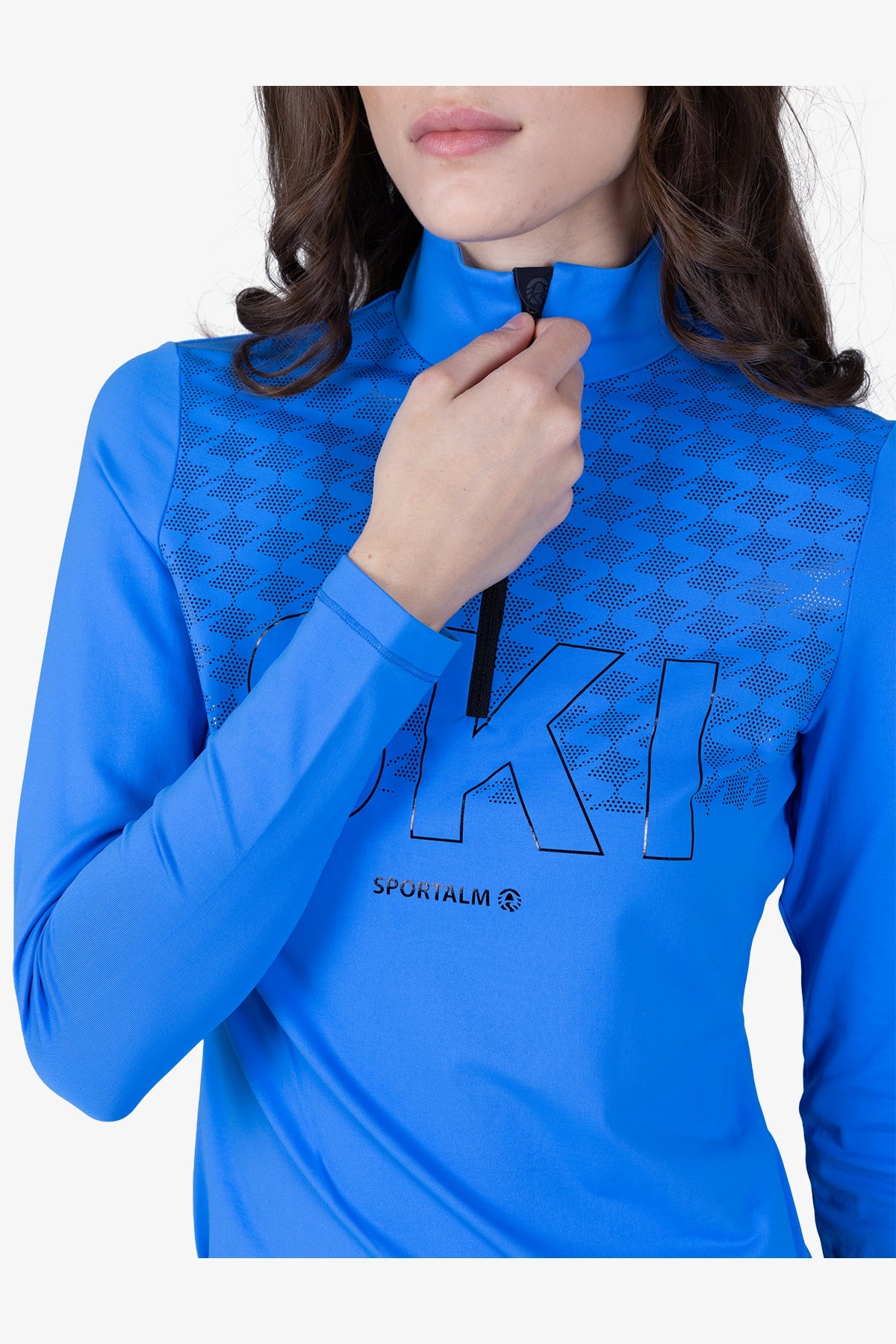 拉鏈立領印花長袖T恤