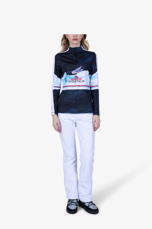 拉鏈立領印花長袖T恤