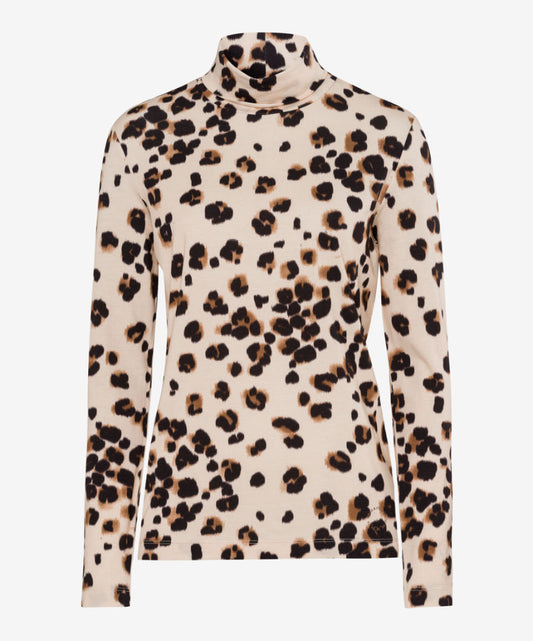 Turtleneck T-shirt with an Effective Leo Print