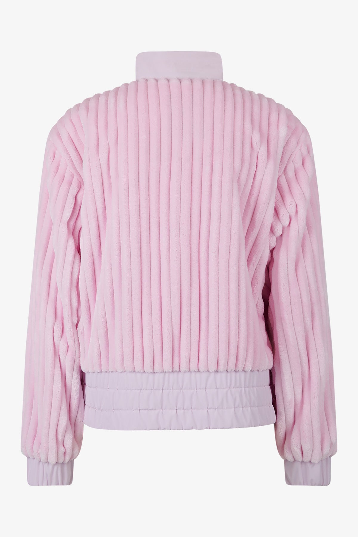 條紋絨立領抽繩邊夾克