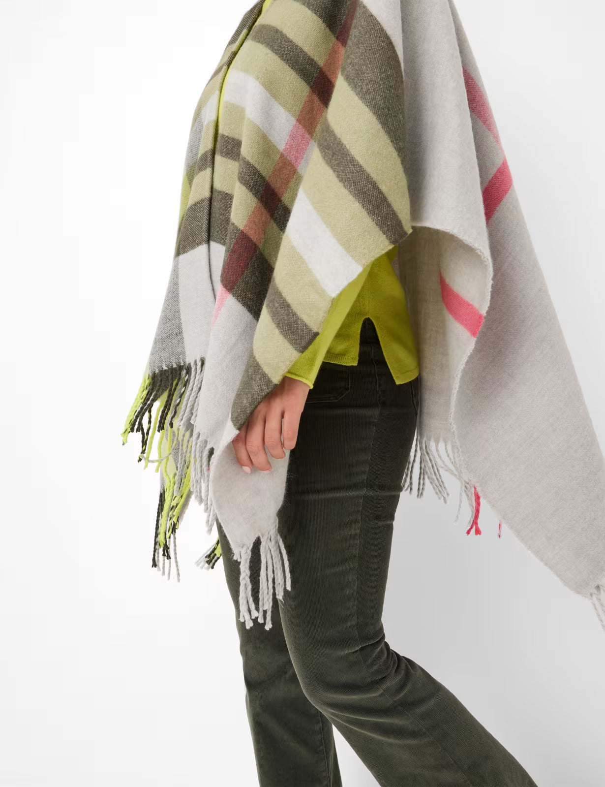 V領彩色格紋斗篷