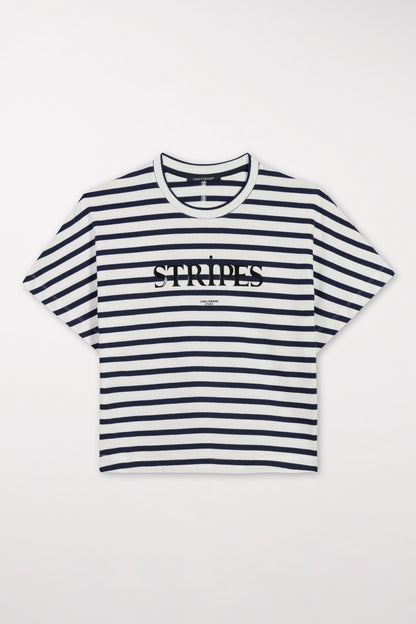 Striped T-shirt with Printed Lettering