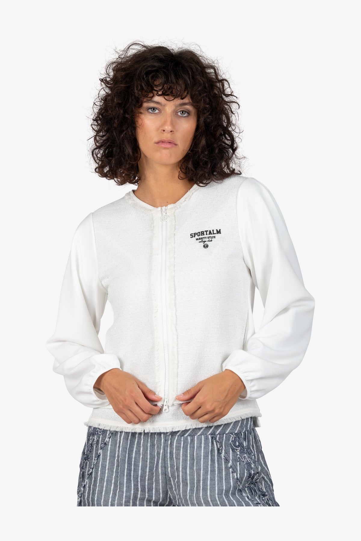 Sweat Jacket with Round Neckline