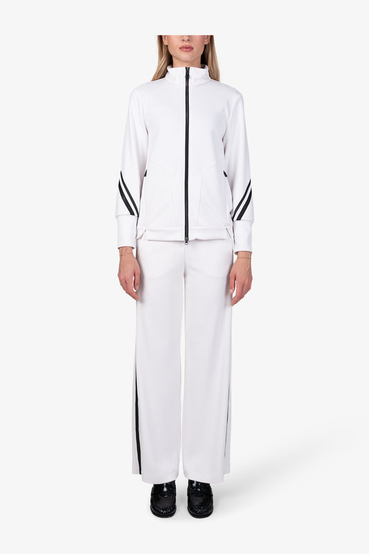 撞色飾邊拉鏈立領夾克