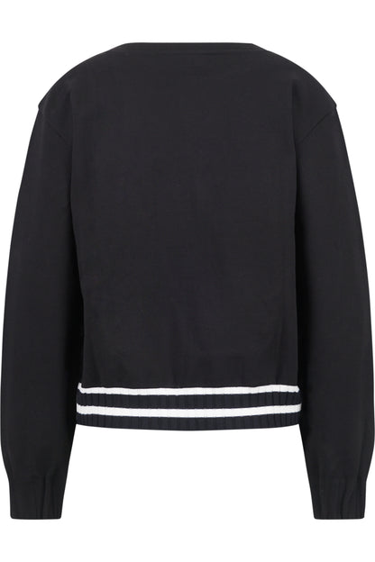 串珠亮片裝飾印花圓領套頭衫