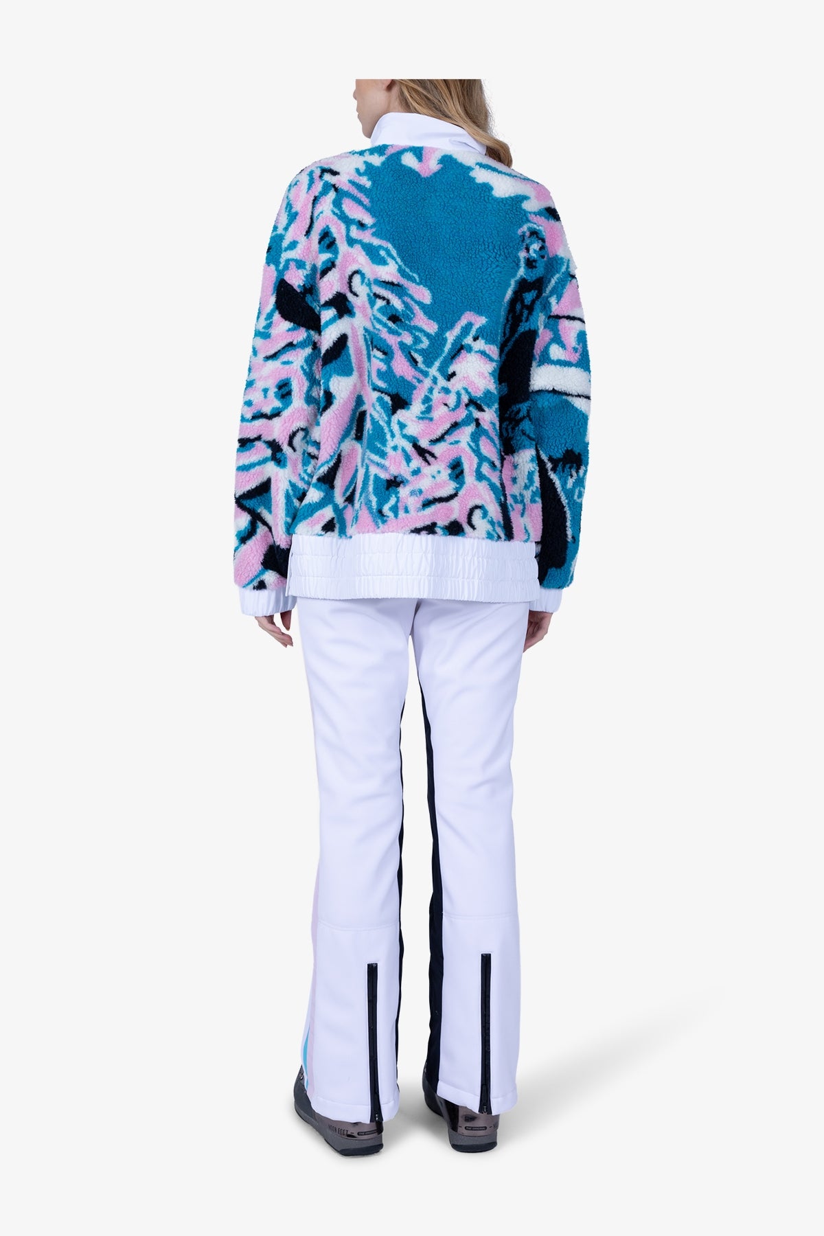 紐扣立領印花毛絨衛衣