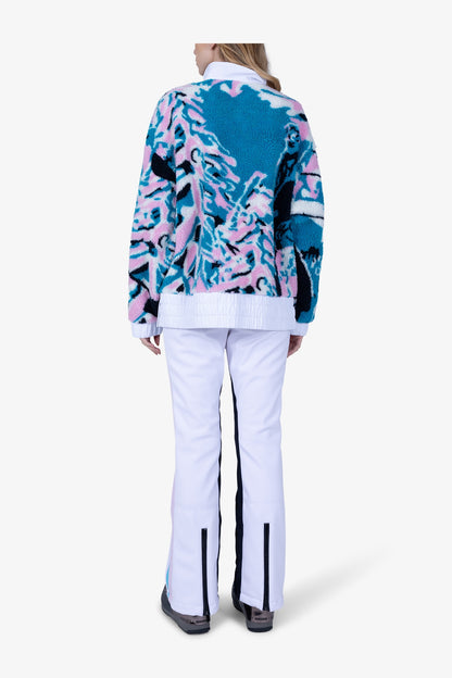 紐扣立領印花毛絨衛衣