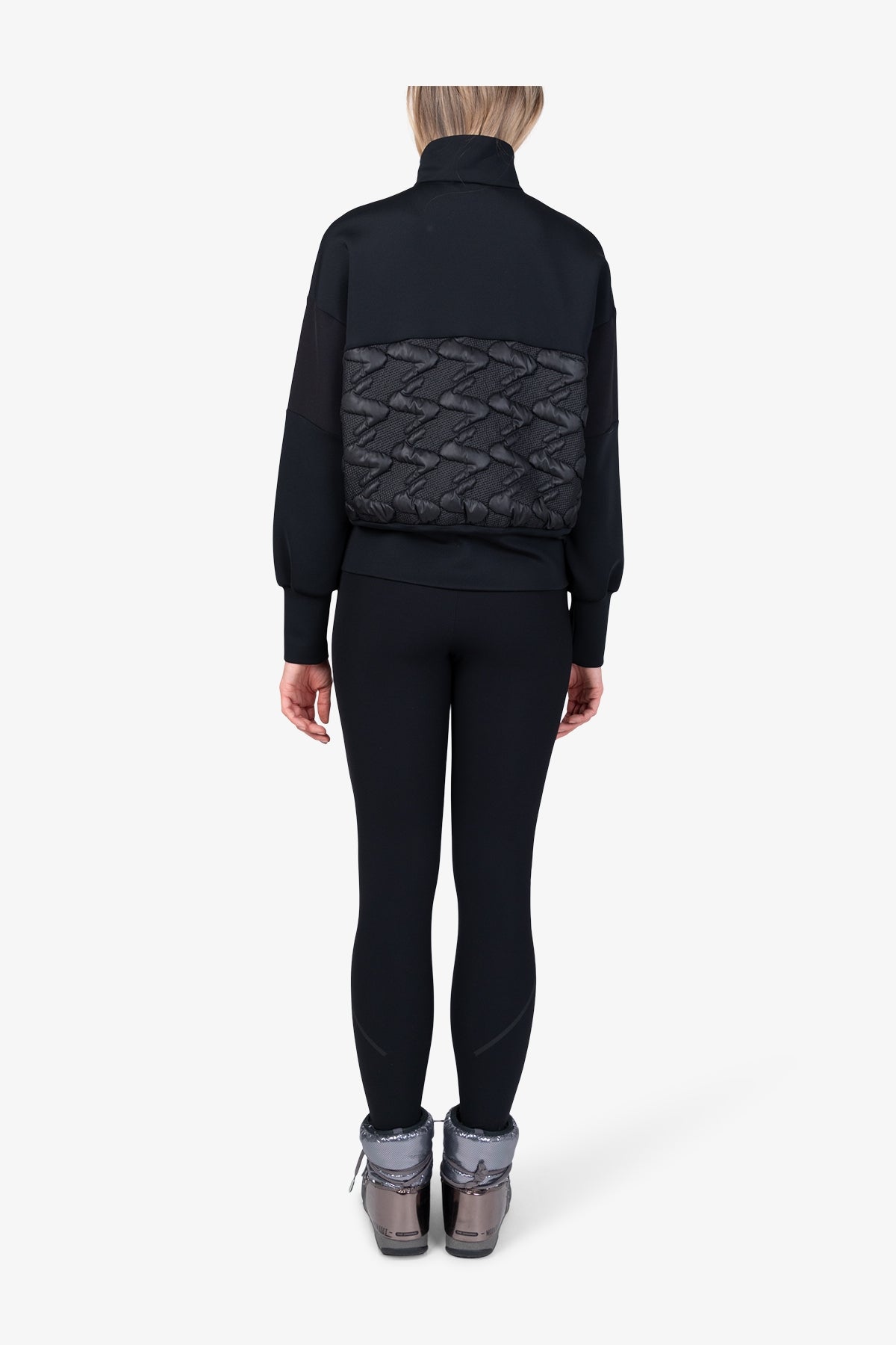 “S"型絎縫圖案抽繩立領休閒夾克