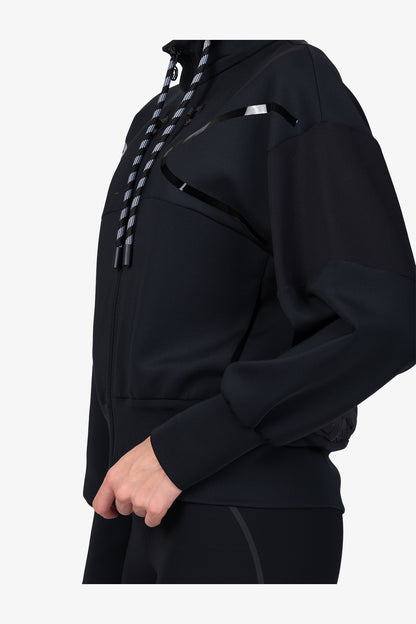 “S"型絎縫圖案抽繩立領休閒夾克