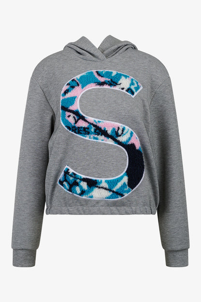 "S"型3D圖案連帽套頭衫