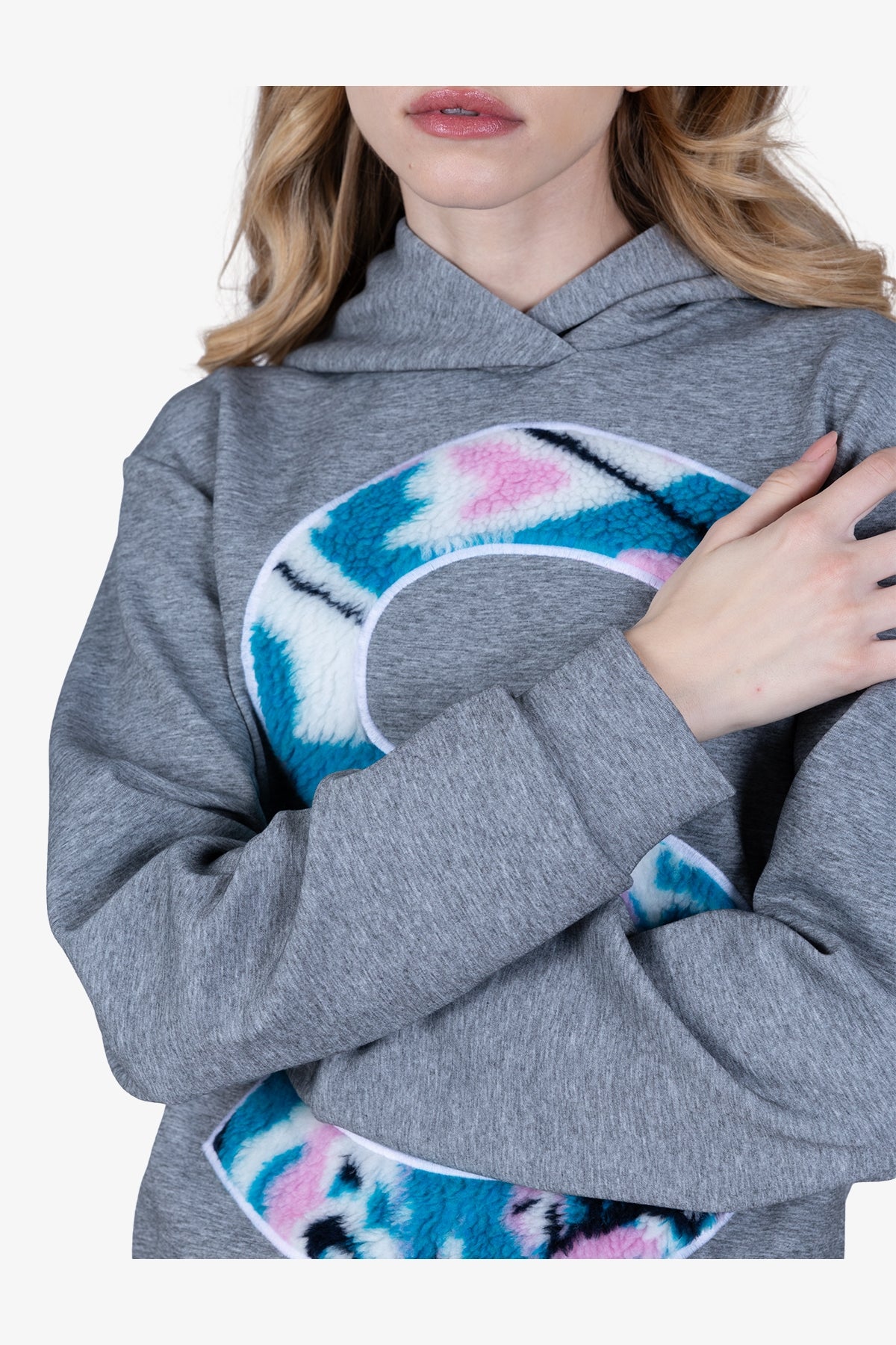 "S"型3D圖案連帽套頭衫