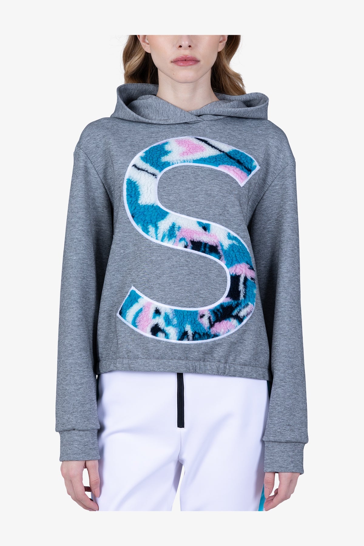 "S"型3D圖案連帽套頭衫