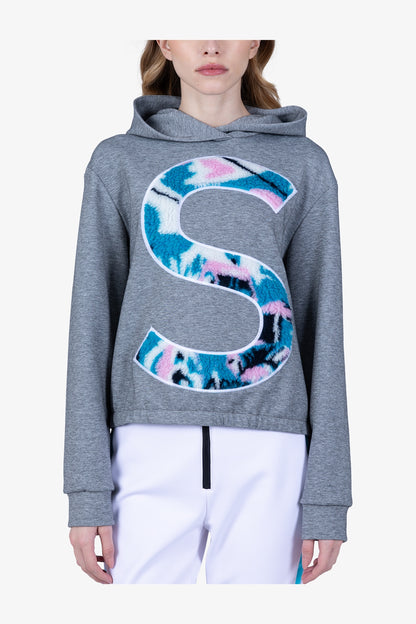 "S"型3D圖案連帽套頭衫