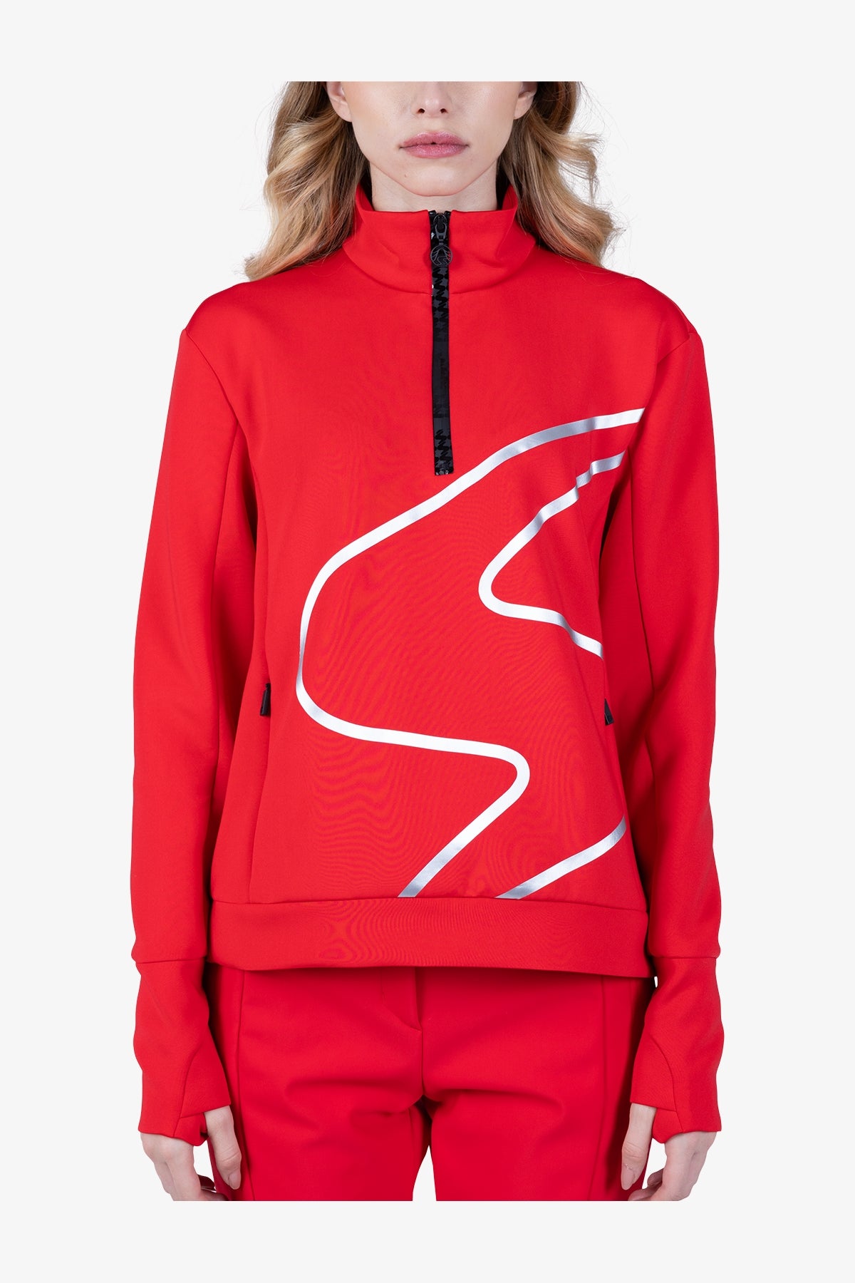 "S"型鐳射圖案拉鏈立領衛衣