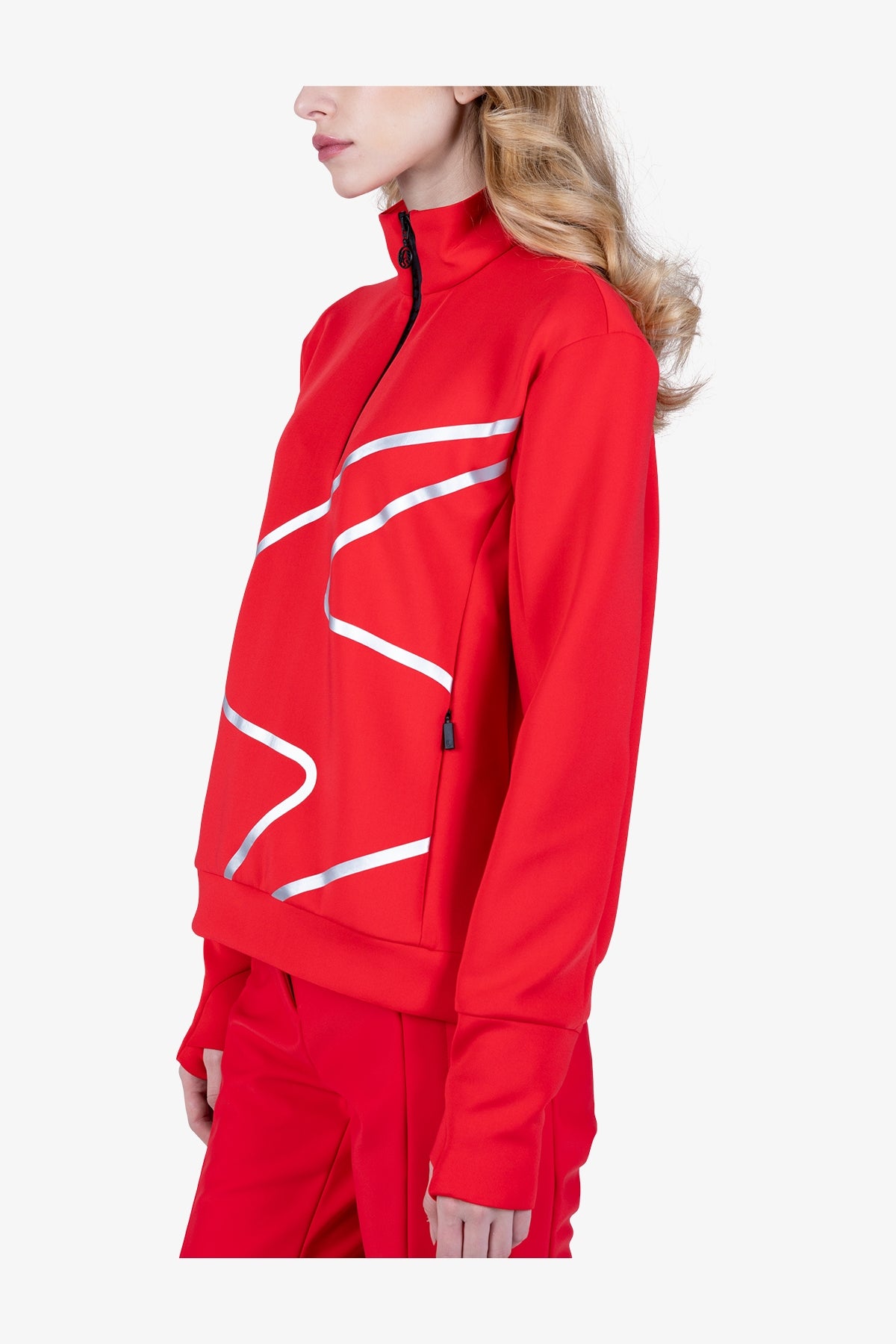 "S"型鐳射圖案拉鏈立領衛衣