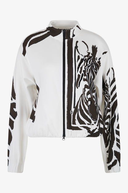 斑馬圖案拉鏈立領夾克