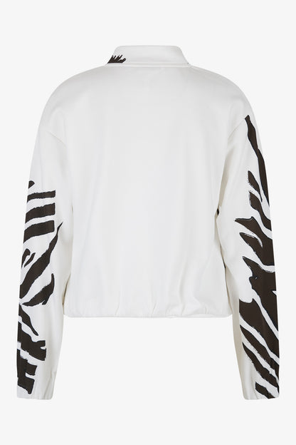 斑馬圖案拉鏈立領夾克
