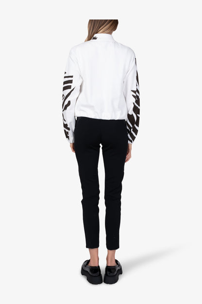 斑馬圖案拉鏈立領夾克