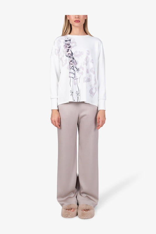 Cotton Sweatshirt with a Printed Design