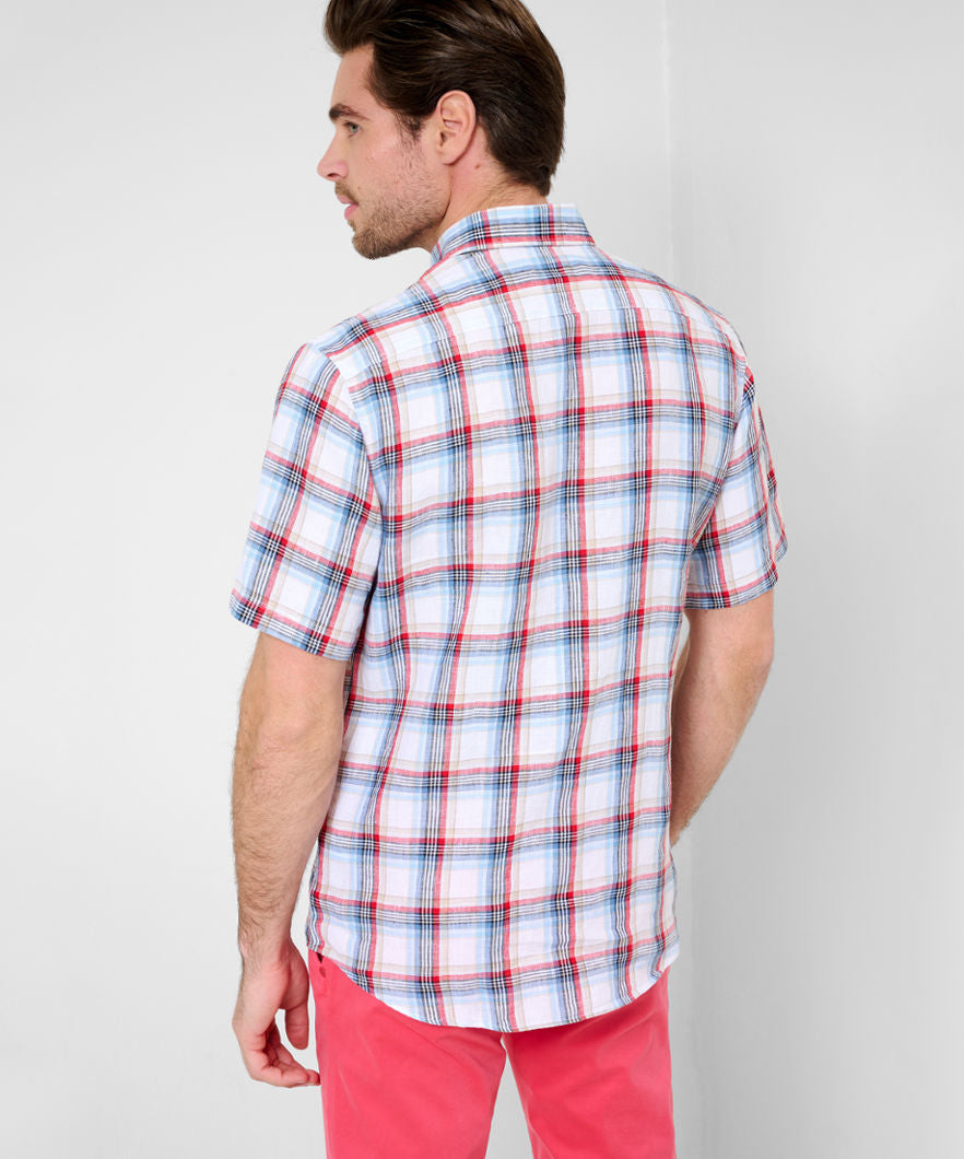 Linen Shirt with Sporty Cheque Pattern