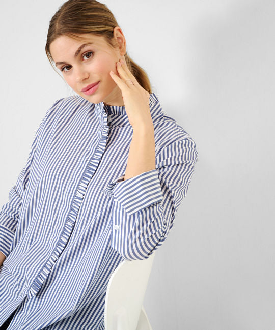 Striped Blouse with Feminine Frills