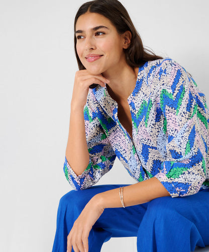 Linen Blouse with A Fashionable Print